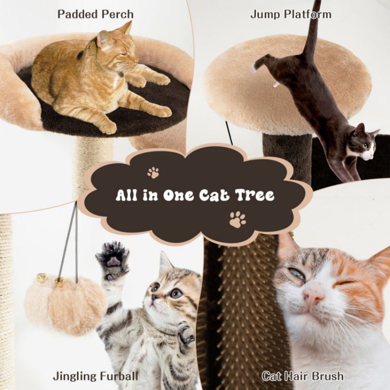 40 Inch Cat Tree Tower Multi-Level Activity Tree with 2-Tier Cat-Hole Condo