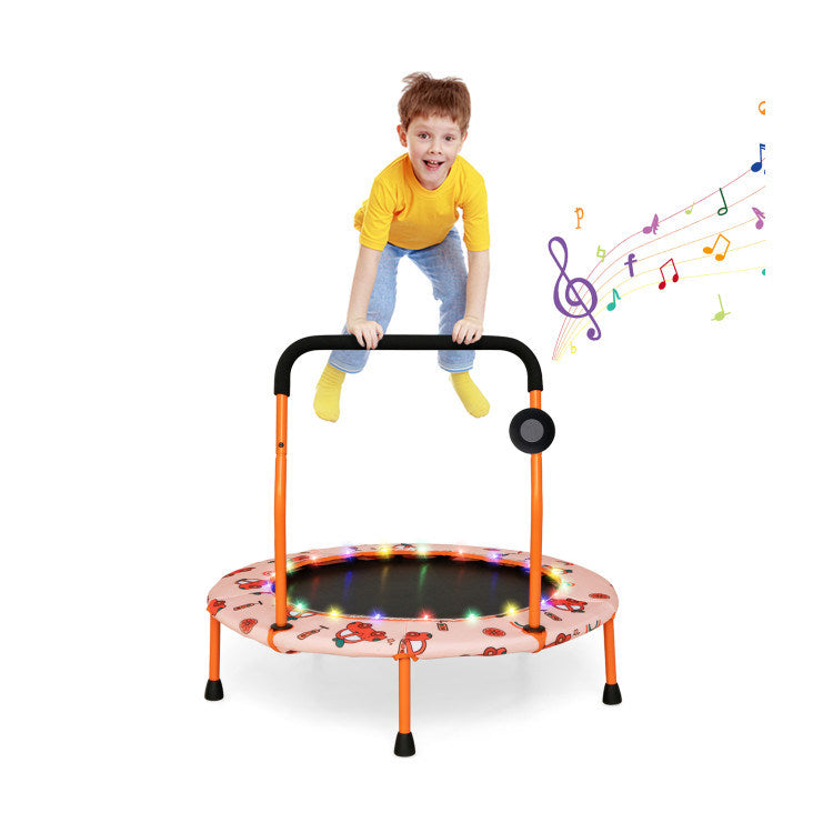 36 Inch Mini Trampoline with Colorful LED Lights and Bluetooth Speaker