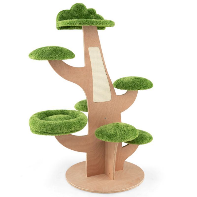 50 Inch Pine Shape Cat Tree for Indoor Cats with Sisal Scratching Board