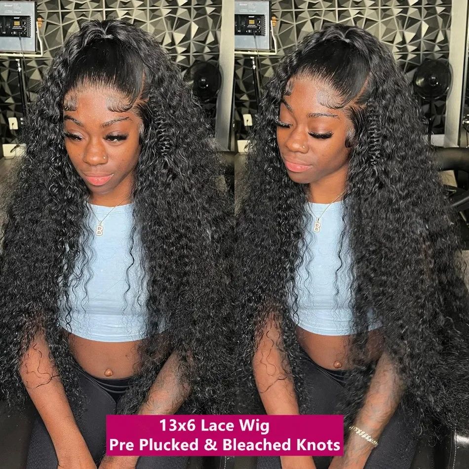 Deep Wave Frontal Wig 13x4 13x6 Hd Transparent Lace Frontal Wig Glueless 5X5 4X4 Wig 28 30 Inch Curly Lace Front Human Hair Wigs