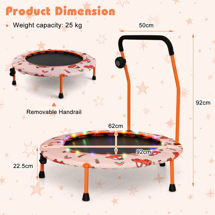 36 Inch Mini Trampoline with Colorful LED Lights and Bluetooth Speaker