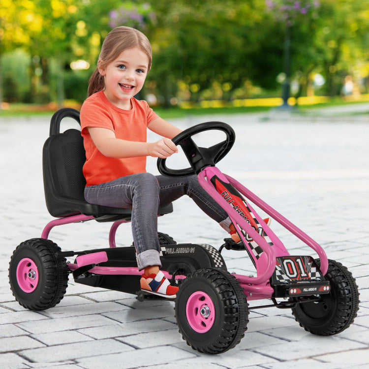 4 Wheel Pedal Powered Ride On Car with Adjustable Seat