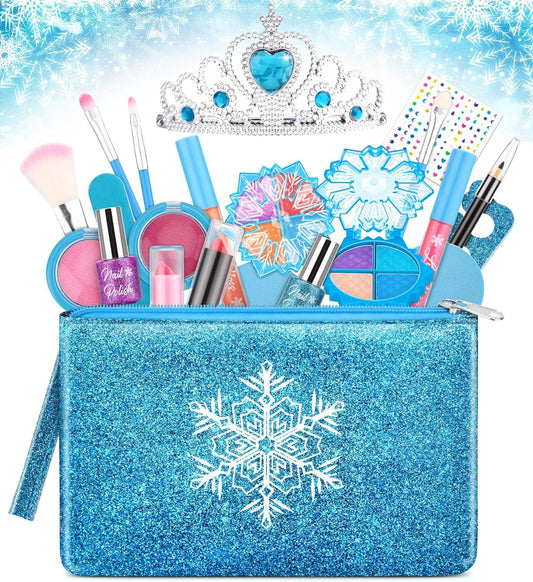 Kids Makeup Kit for Girls, Washable Real Makeup Set for Little Girls, Princess Frozen Toys for Girls Toys for 4 5 6 7 8 Year Old, Kids Play Makeup Starter Kit Cosmetic Beauty Set Frozen Makeup Set