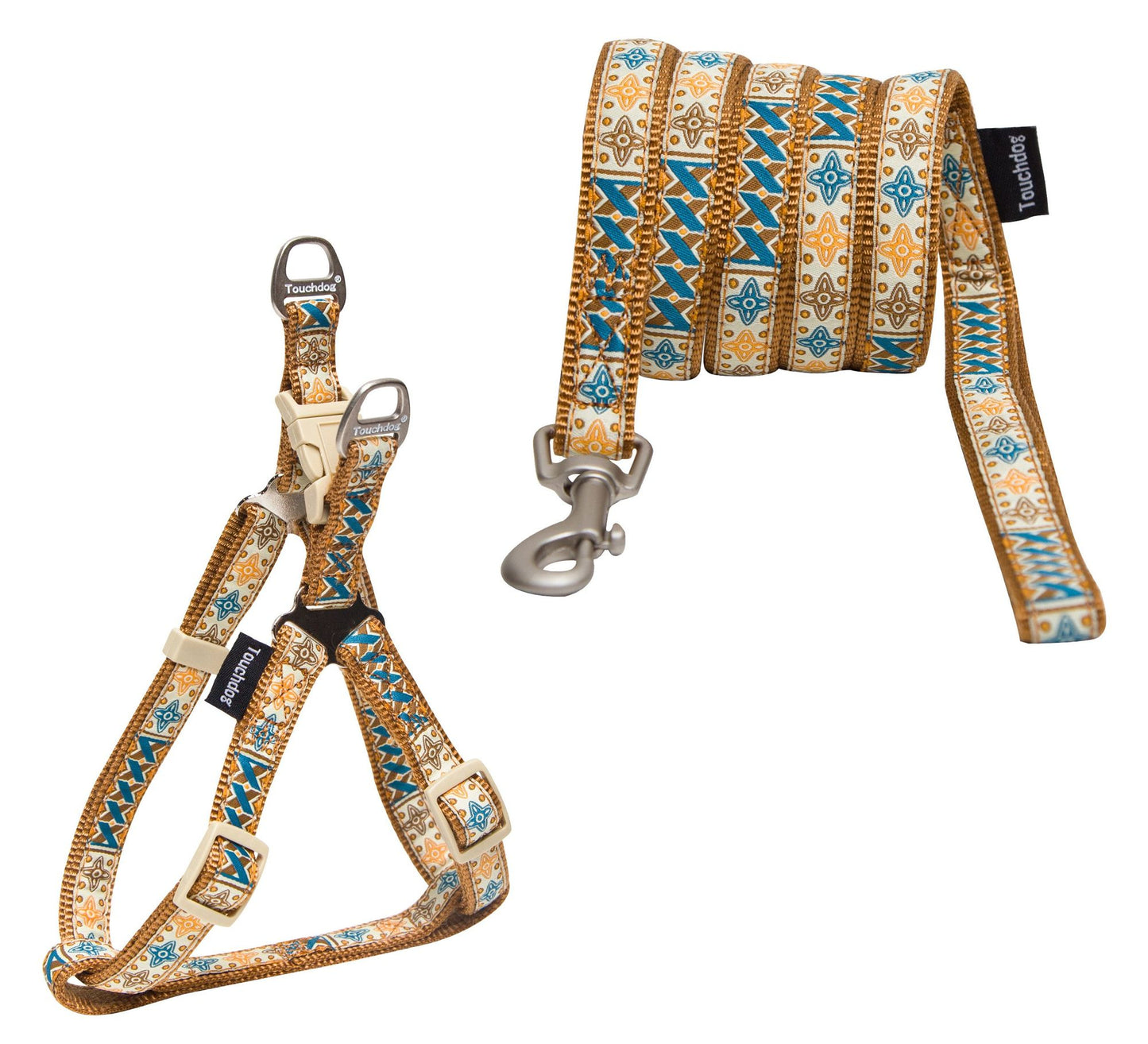 Touchdog 'Caliber' Designer Embroidered Fashion Pet Dog Leash And Harness Combination