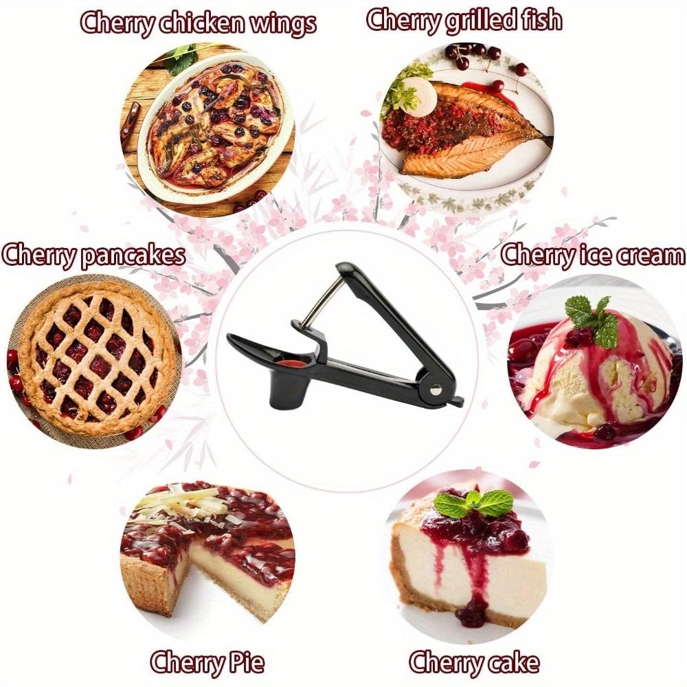 Cherry Pitter - Stainless Steel Cherries Corer Pitter Tool With Hand-held Push Design, Save Time & Space For Making Cherry Jam With Lock Design