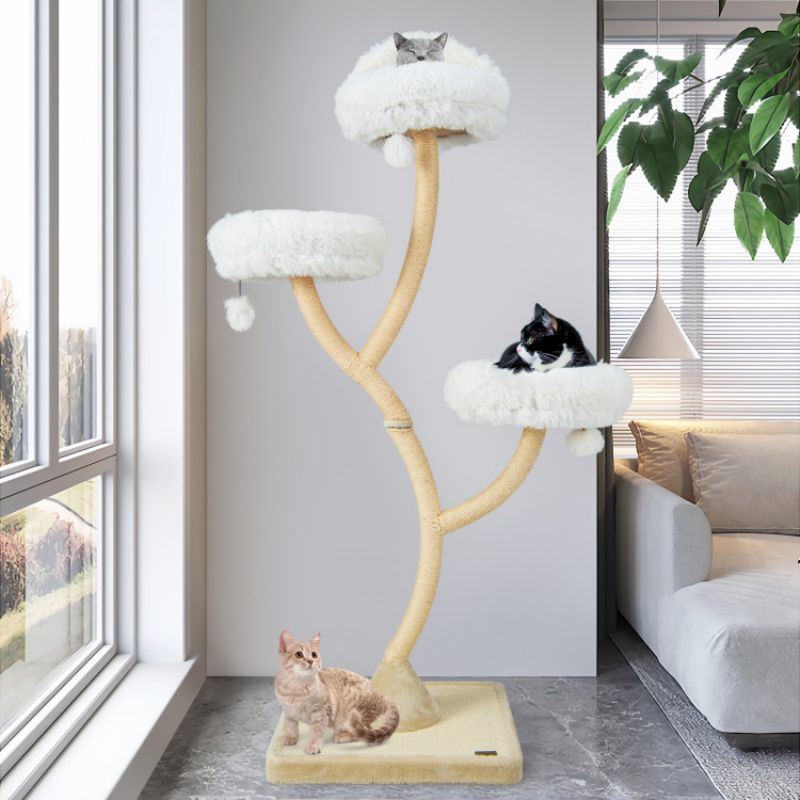 70 Inch Tall Cat Tree 4-Layer Cat Tower with 3 Perches and Dangling Balls