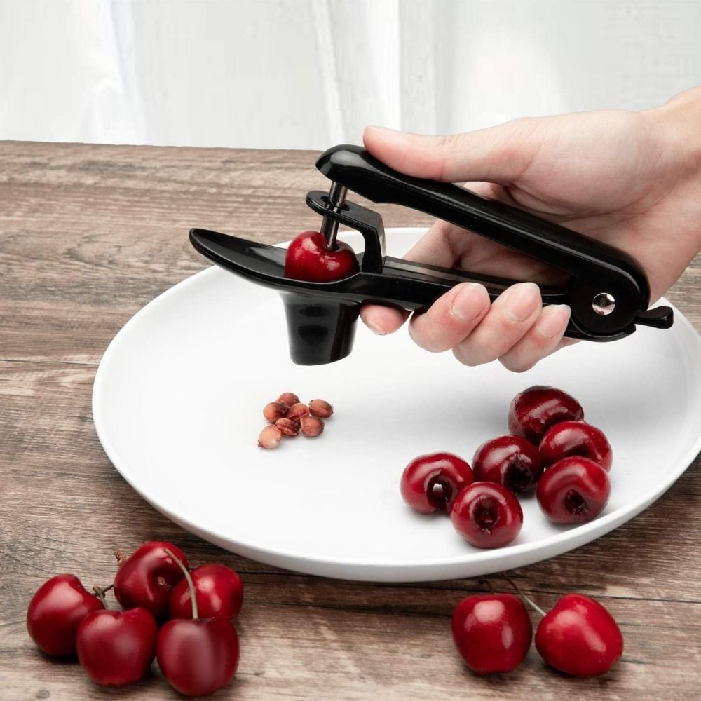 Cherry Pitter - Stainless Steel Cherries Corer Pitter Tool With Hand-held Push Design, Save Time & Space For Making Cherry Jam With Lock Design