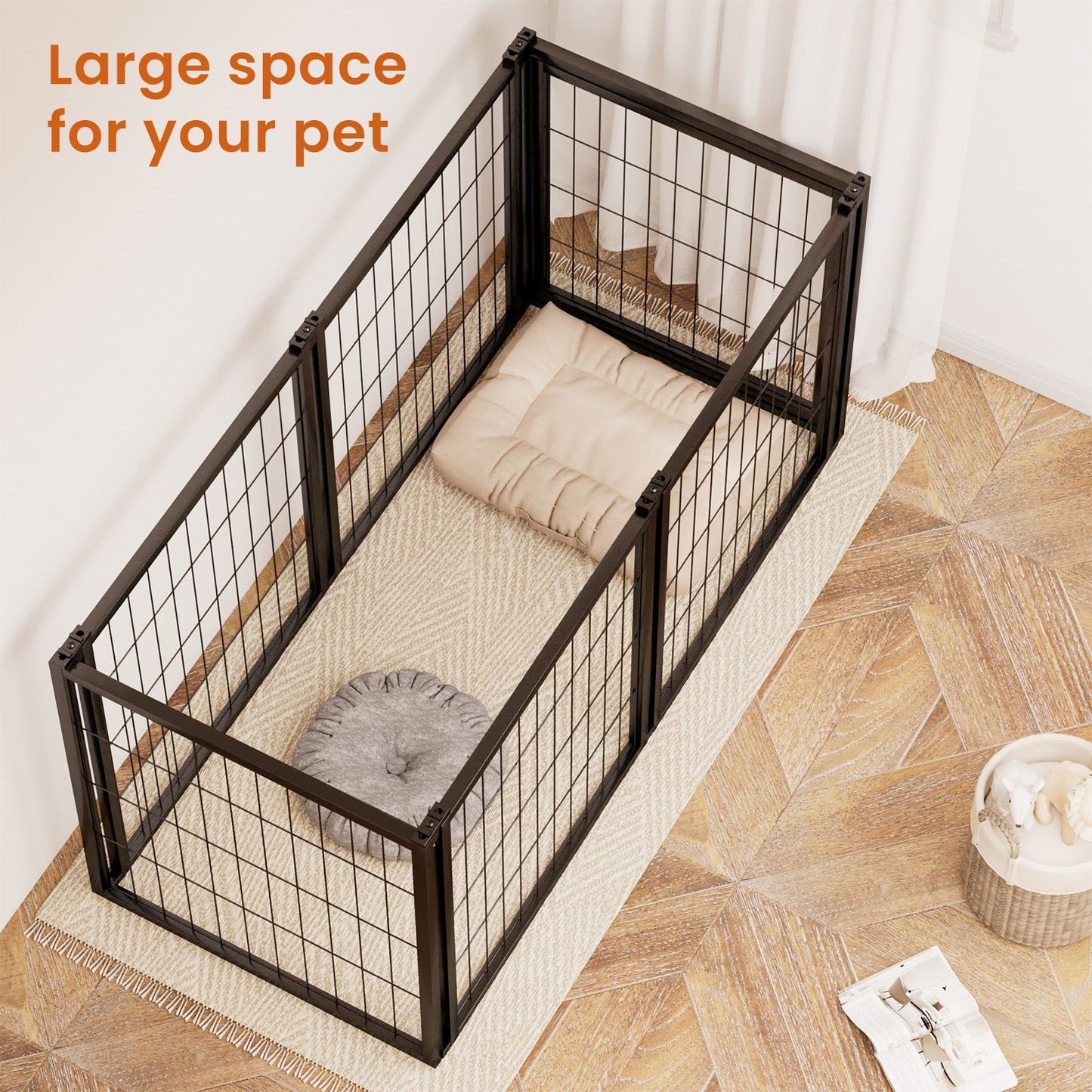 Dog Crate 47.2" Dog Kennel for Small Medium Dogs, Puppy Dog Playpen with Top, Pet Cage, Indoor, Black.47.2"L x 22"W x 24"H.