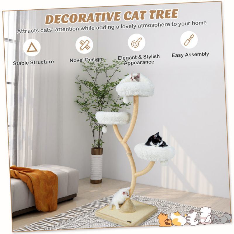 70 Inch Tall Cat Tree 4-Layer Cat Tower with 3 Perches and Dangling Balls