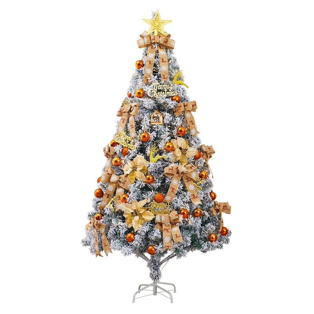 6FT/7FT Snow Flocked Christmas Tree, Artificial Faux-Pine Xmas Tree with Premium PVC Needles, Foldable Metal Stand, Full Hinged Christmas Tree Holiday Décor for Indoor & Outdoor (6FT)