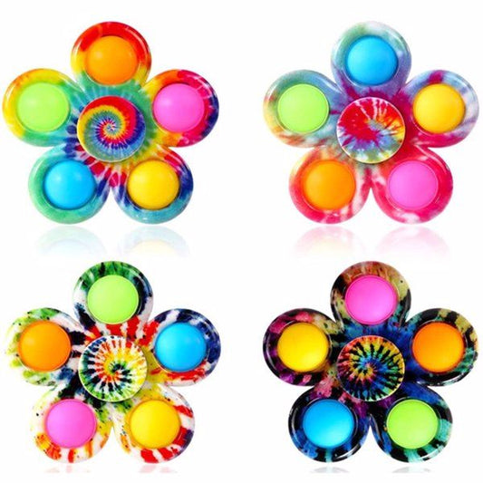 Pop Fidget Spinner Toys 4 Pc Simple Popping Toy Pack Bubble Sensory Set for Kids Party Favor Bulk Stress Relief Hand Spinners (Random , Pcs ), 4 Pcs