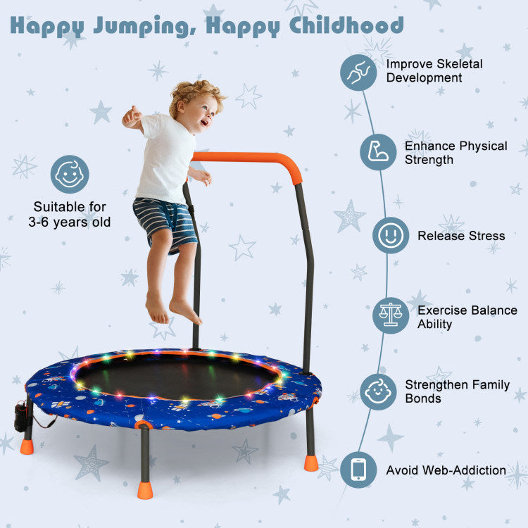 36 Inch Mini Trampoline with Colorful LED Lights and Bluetooth Speaker