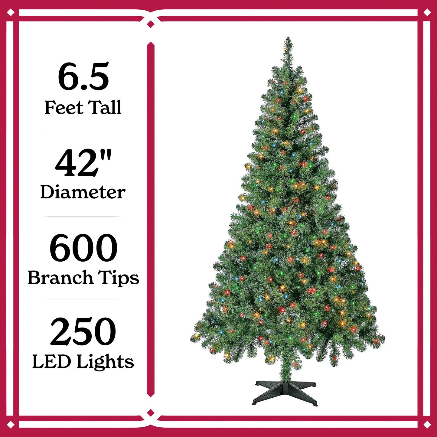 6.5\" pre-gloss black Madison pine artificial Christmas tree, clear LED lights, Christmas, Christmas Eve