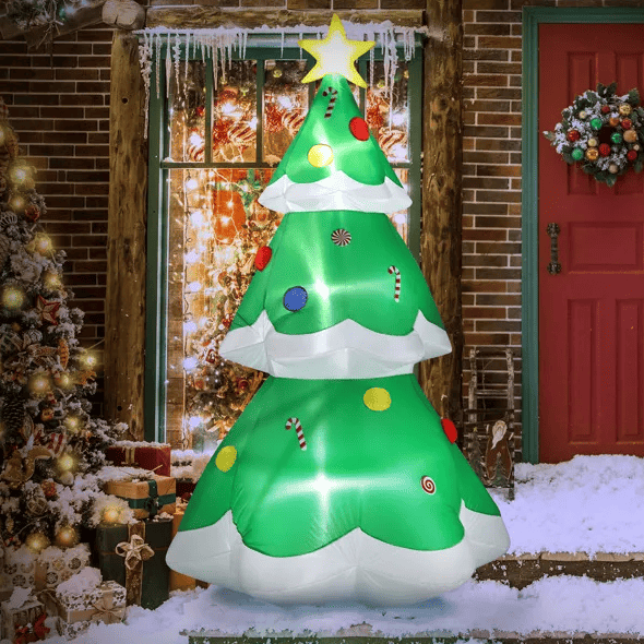 6.9 FT Lighted Christmas Inflatable Decoration, Inflatable Christmas Tree, Blow Up Yard Decorations With Built-in LED Lights For Holiday Party Front Yard Lawn Garden Decor