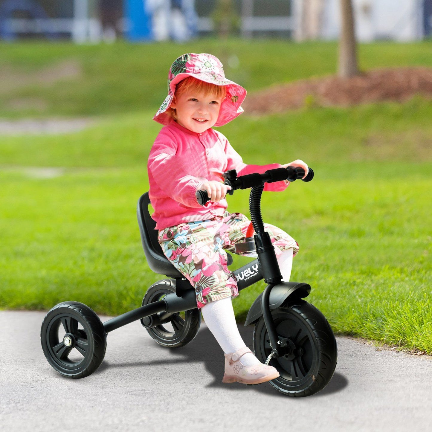 Qaba 3-Wheel Recreation Ride-On Toddler Tricycle With Bell Indoor / Outdoor - Black