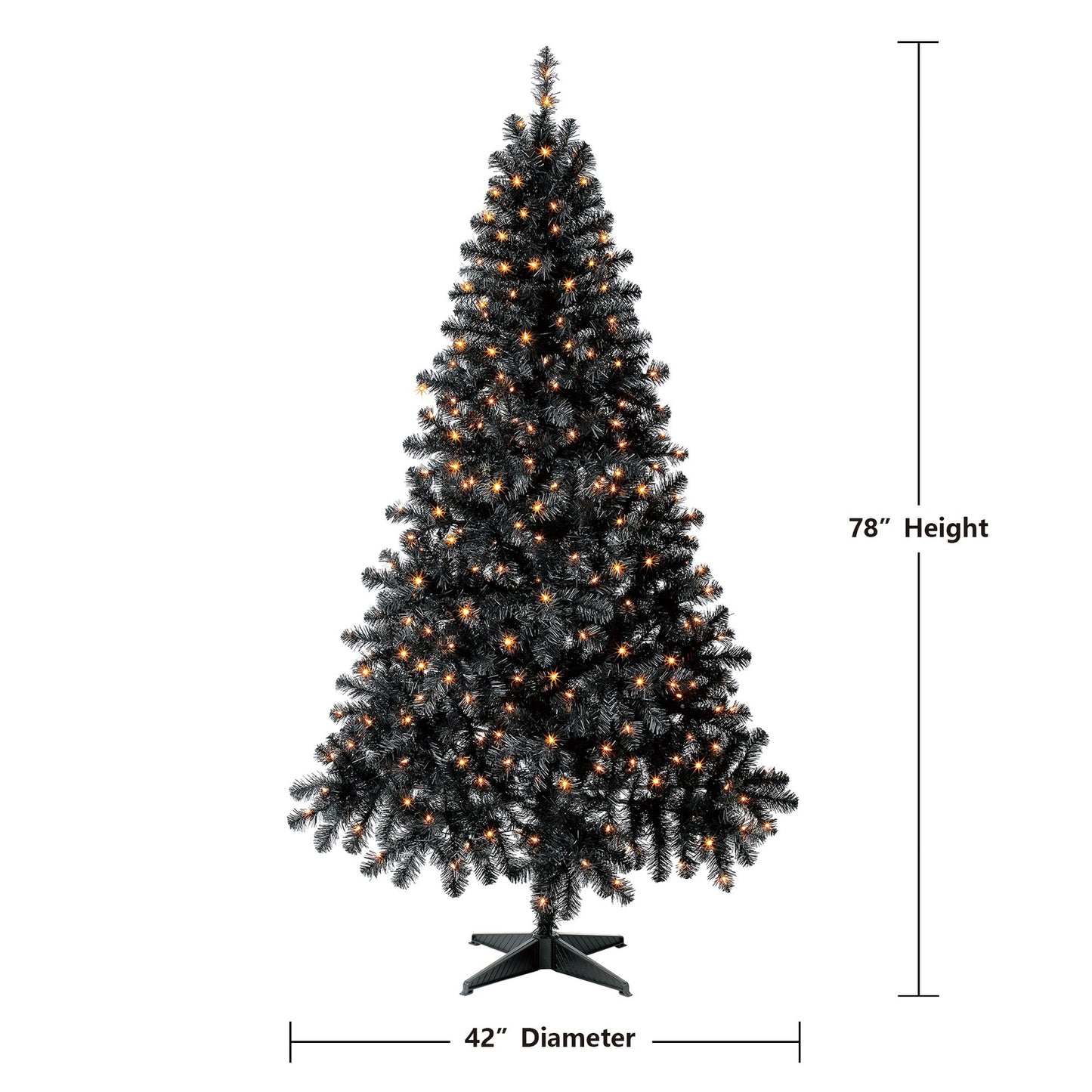 6.5\" pre-gloss black Madison pine artificial Christmas tree, clear LED lights, Christmas, Christmas Eve