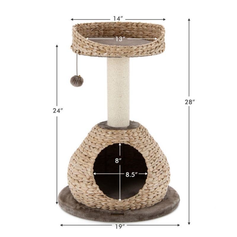 28 Inches Hand-Made Cat Tree Tower with Jump Platform