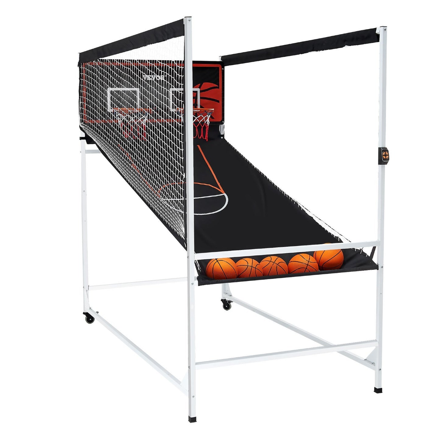 VEVOR Arcade Cage Basketball Game, 2 Player Indoor Basketball Game, Home Dual Shot Sport with 5 Balls, 8 Game Modes, Electronic Scoreboard, and Inflation Pump, for Kids, Adults (Black & White)