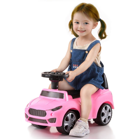 VEVOR Ride On Push Car for Toddlers, Ages 1-3, Ride Racer, Sit to Stand Toddler Ride On Toy, Classic Kids Ride On Car with Music Steering Wheel & Under Seat Storage, Ride On Toy for Boys Girls, Pink