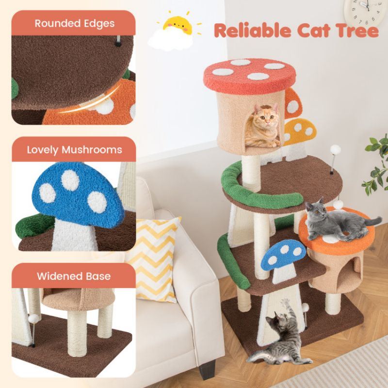 4-In-1 Cat Tree with 2 Condos and Platforms for Indoors