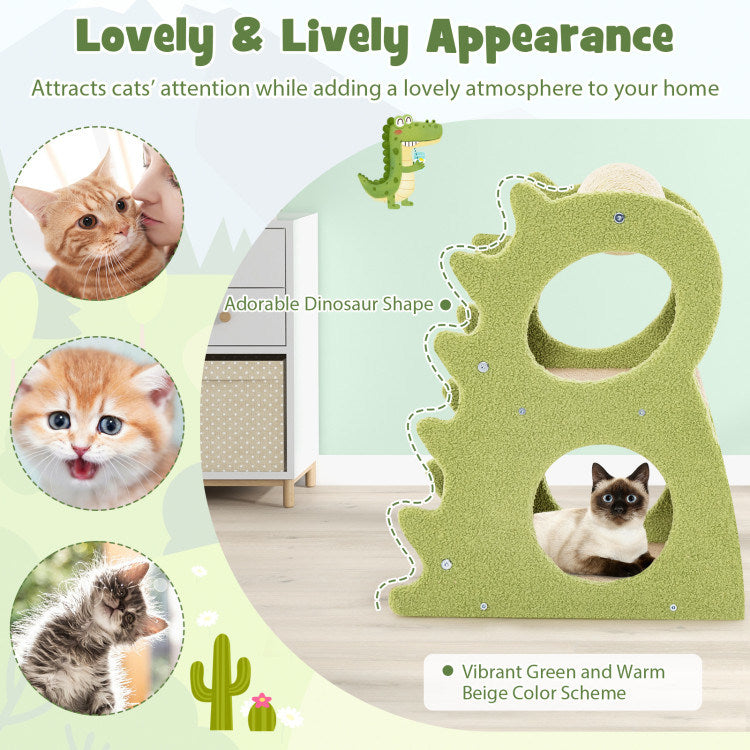 2-Tier Modern Cat Tree for Indoor Cats with Rotatable Sisal Scratching Ball