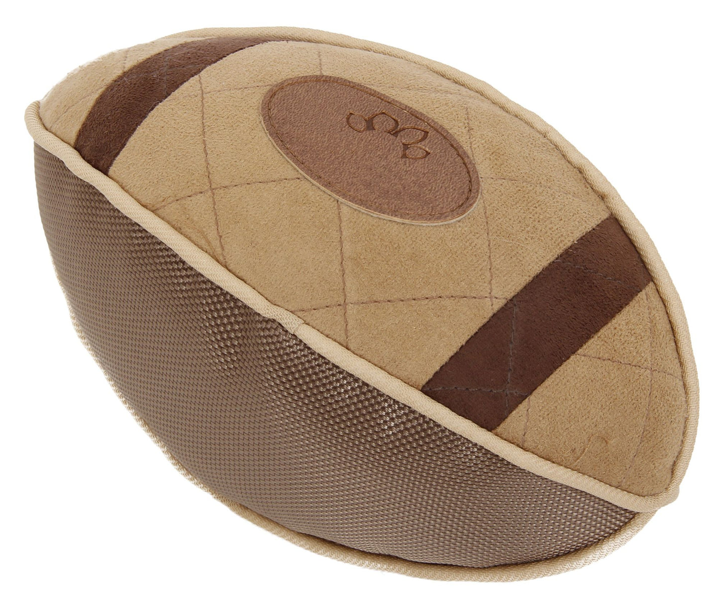 Pet Life 'Pugskin' Durable Oxford Nylon and Mesh Plush Squeaky Football Dog Toy