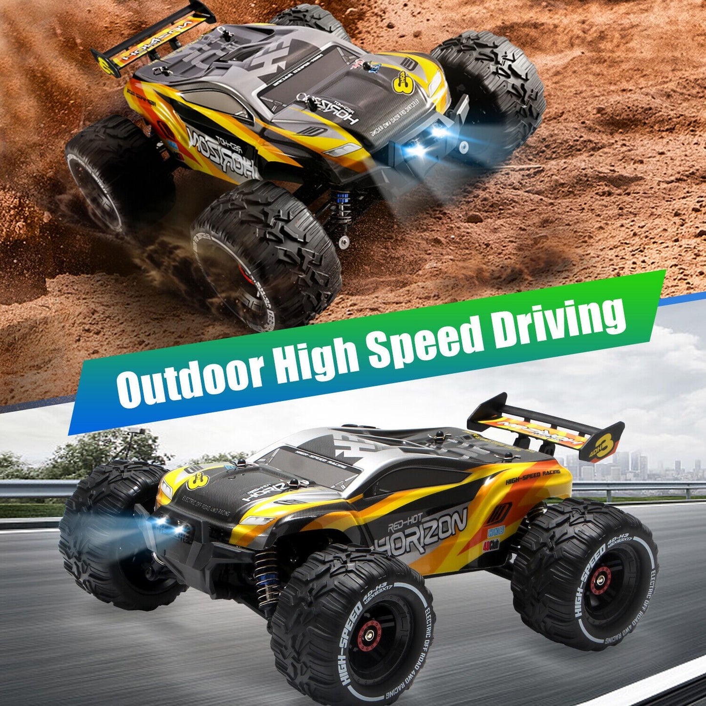 2024 NEW 4DRC H3 1:16 75+ KM/H Large RC Car Remote Control Off Road Truck 4WD RC Cars for Kids,for Boys and Girls.Christmas presents for the children