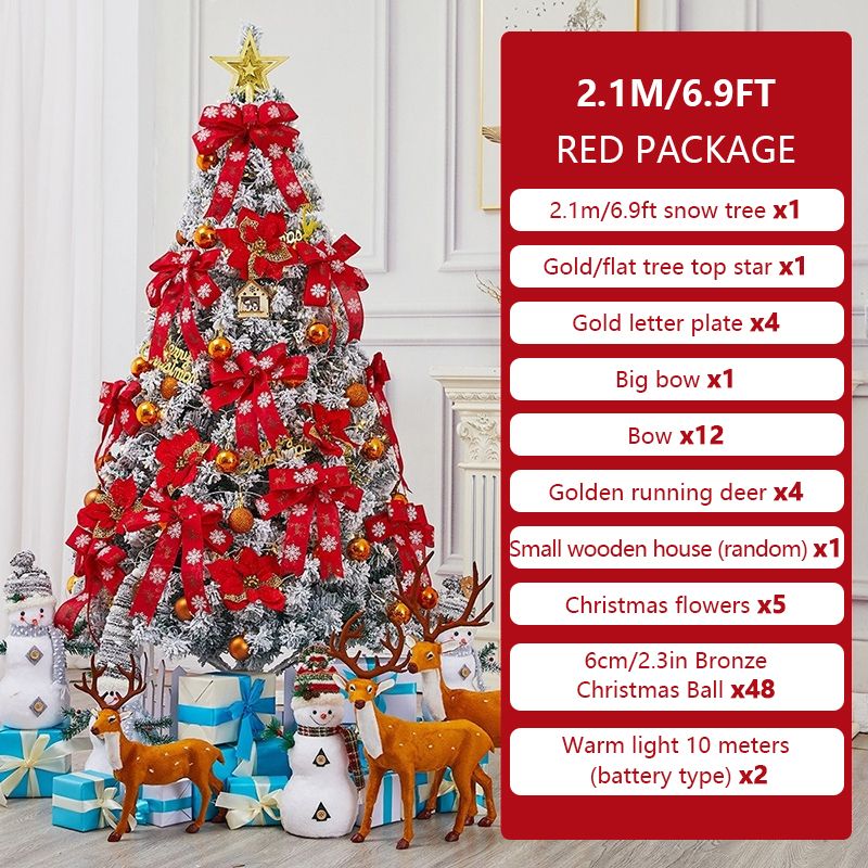 6FT/7FT Snow Flocked Christmas Tree, Artificial Faux-Pine Xmas Tree with Premium PVC Needles, Foldable Metal Stand, Full Hinged Christmas Tree Holiday Décor for Indoor & Outdoor (6FT)