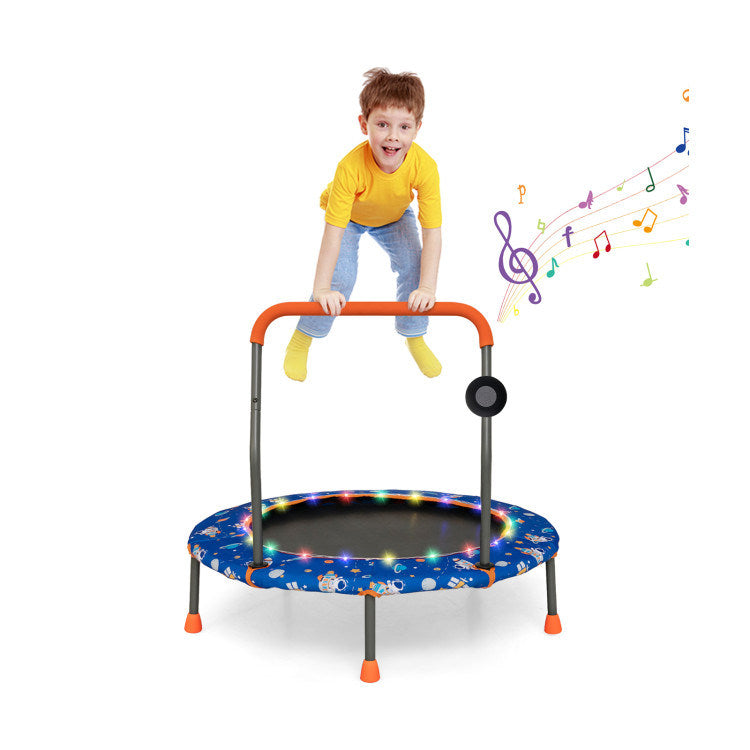 36 Inch Mini Trampoline with Colorful LED Lights and Bluetooth Speaker