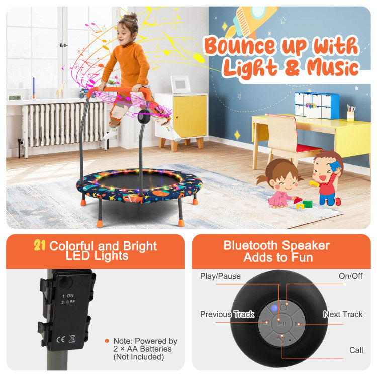 36 Inch Mini Trampoline with Colorful LED Lights and Bluetooth Speaker