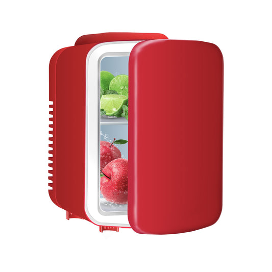 Mini Fridge, 4L/6 Can Portable Cooler & Warmer Freon-Free Small Refrigerator Provide Compact Storage for Skincare, Beverage, Food, Cosmetics, Red