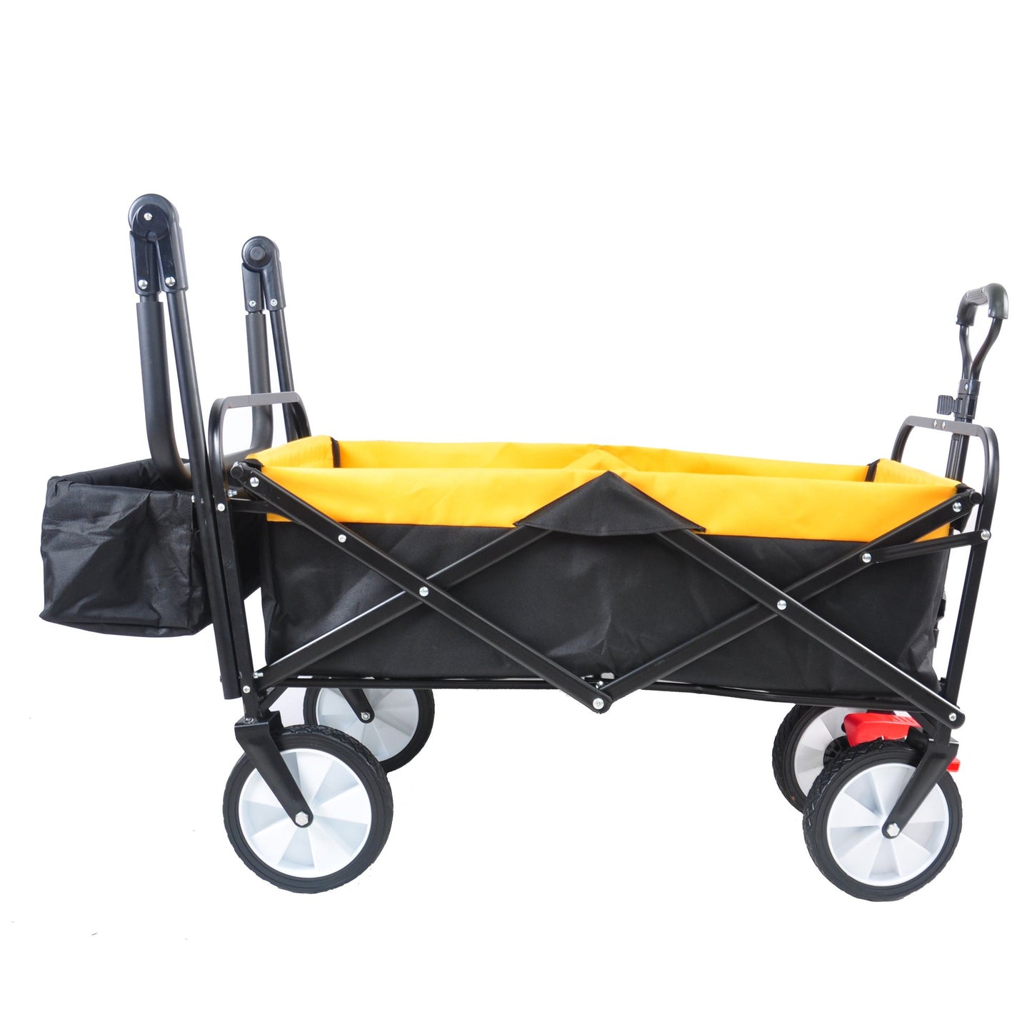 folding wagon Collapsible Outdoor Utility Wagon, Heavy Duty Folding Garden Portable Hand Cart, Drink Holder, Adjustable Handles