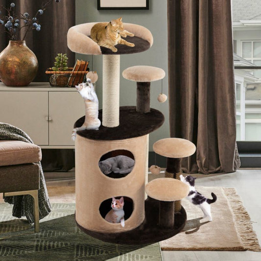 40 Inch Cat Tree Tower Multi-Level Activity Tree with 2-Tier Cat-Hole Condo