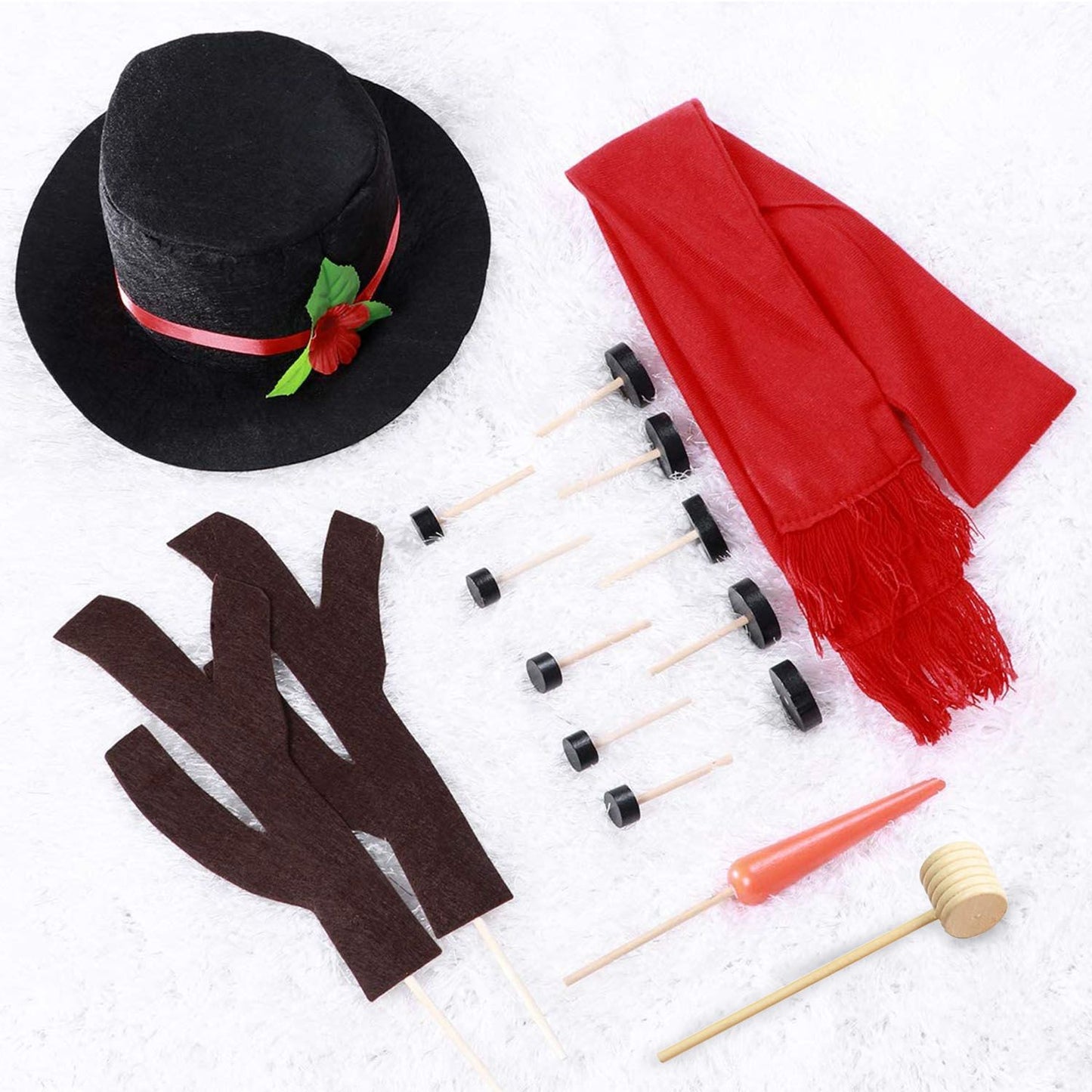 16Pcs Snowman Decorating Dressing Kit Winter Party Kids Outdoor Toys Christmas Decoration Gift Hat Scarf Eye Mouth Nose Accessories