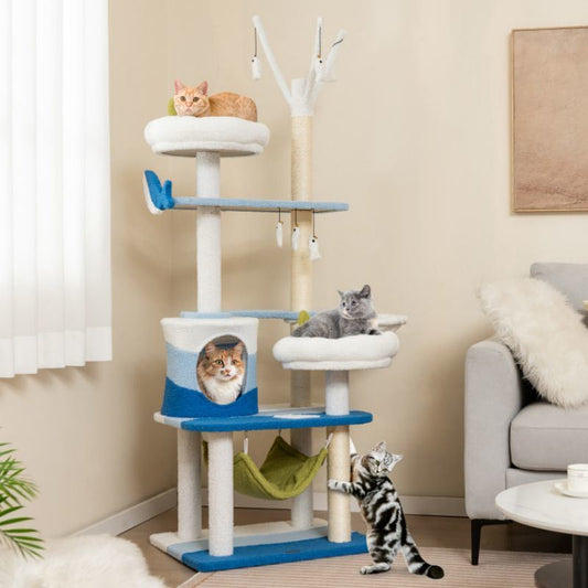 Multi-level Cat Tower with Sisal Covered Scratching Posts