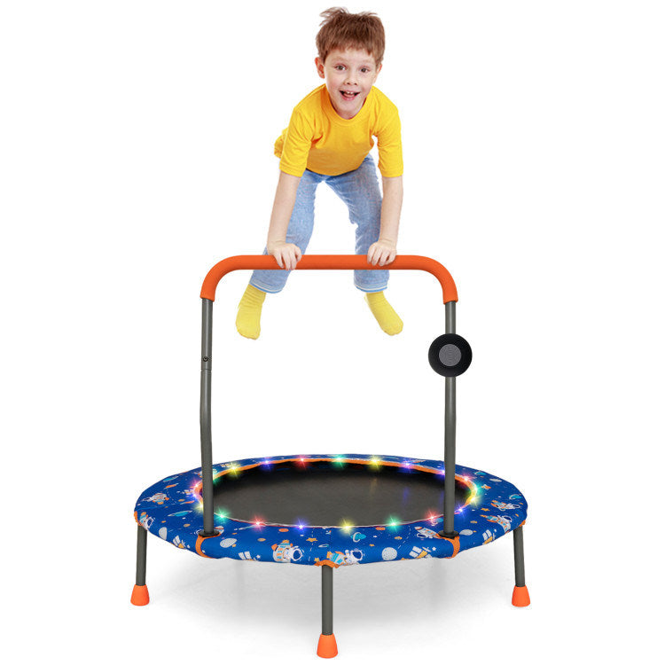 36 Inch Mini Trampoline with Colorful LED Lights and Bluetooth Speaker