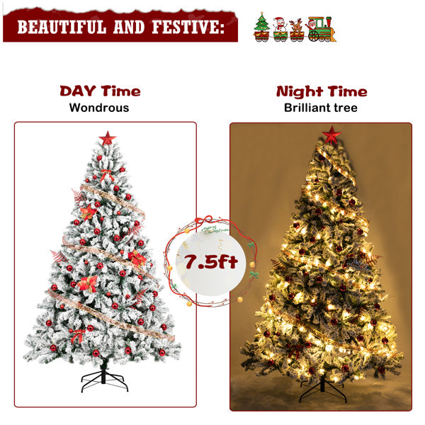 7.5ft Automatic Tree Structure PVC Material Green Flocking 1450 Branches Christmas Tree