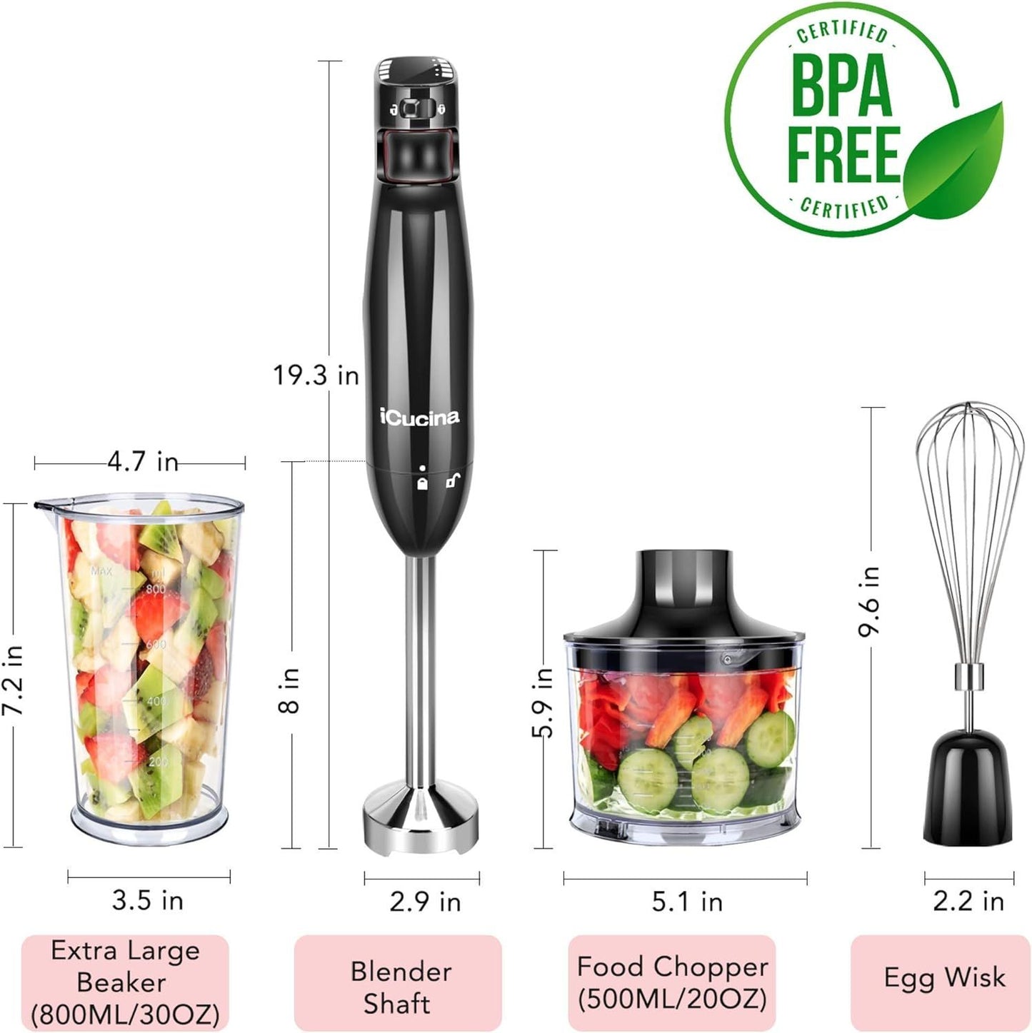 iCucina 4-in-1 Variable Speed Immersion Hand Blender