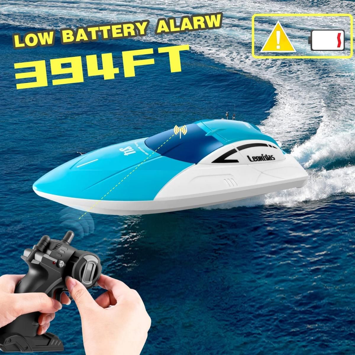 4DRC S4 RC Boat, Remote Control Boat 2.4GHz High Speed RC Racing Boat with 2 Rechargeable Batteries for Adults and Kids