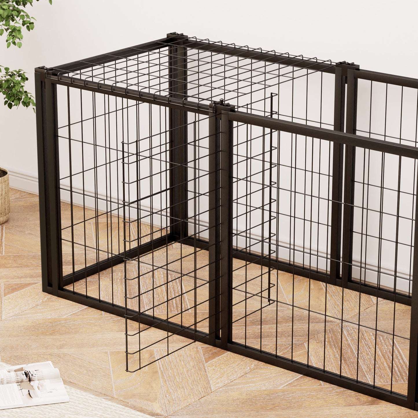 Dog Crate 47.2" Dog Kennel for Small Medium Dogs, Puppy Dog Playpen with Top, Pet Cage, Indoor, Black.47.2"L x 22"W x 24"H.