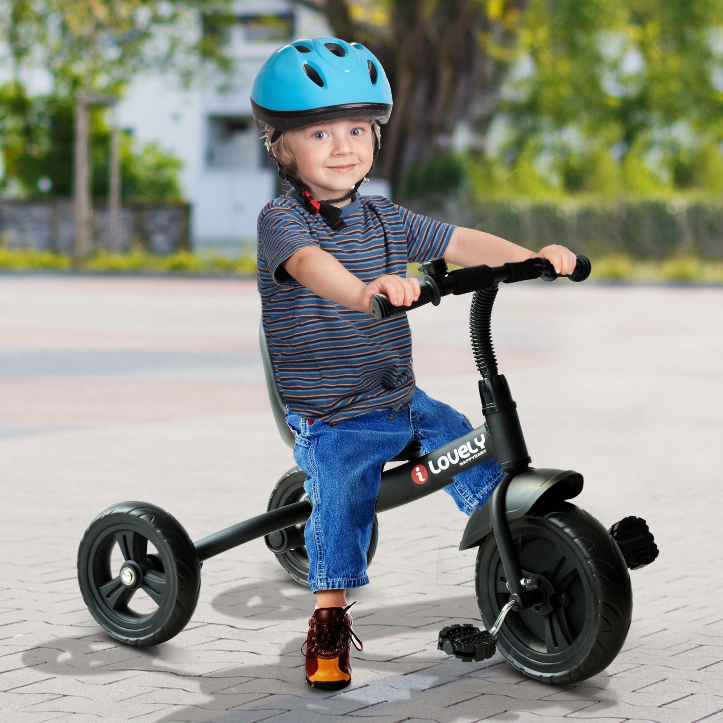 Qaba 3-Wheel Recreation Ride-On Toddler Tricycle With Bell Indoor / Outdoor - Black