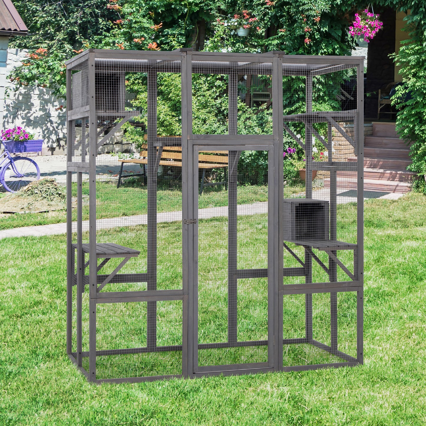 Outdoor Super Large Cat Cage - Grey