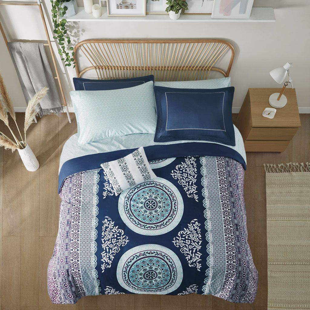 Queen Boho Comforter Set with Bed Sheets