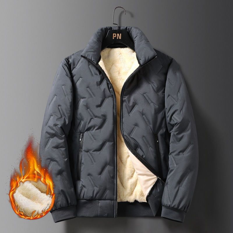 Winter cotton jacket, men's small padded jacket, versatile, velvet, thickened, windproof and coldproof stand collar