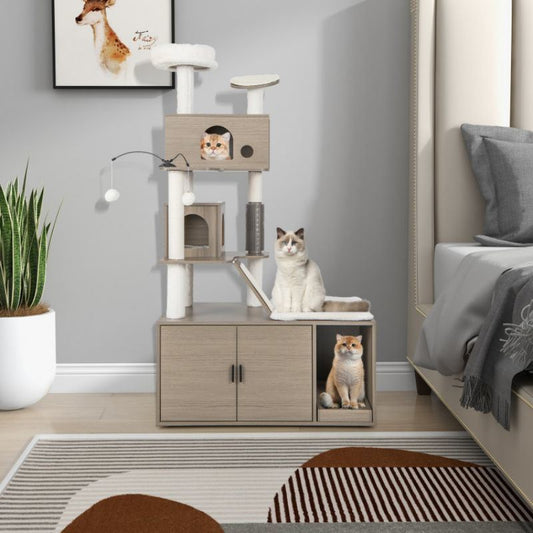 Cat Tree with Litter Box Enclosure for Indoor Cars