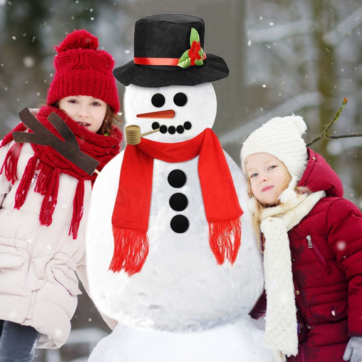 16Pcs Snowman Decorating Dressing Kit Winter Party Kids Outdoor Toys Christmas Decoration Gift Hat Scarf Eye Mouth Nose Accessories