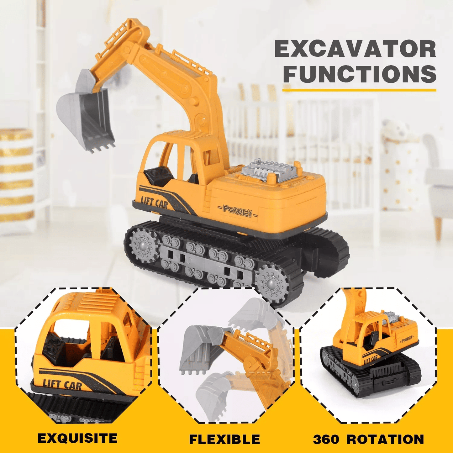 Jiakora Construction Vehicle Toy Truck w/Play Mat Road Signs, Dump Trucks, Excavator, Cement Mixer Trucks, Crane, Engineering Vehicles Toys Set for 3 4 5 6 Years Old Toddlers Kids Boys & Girls