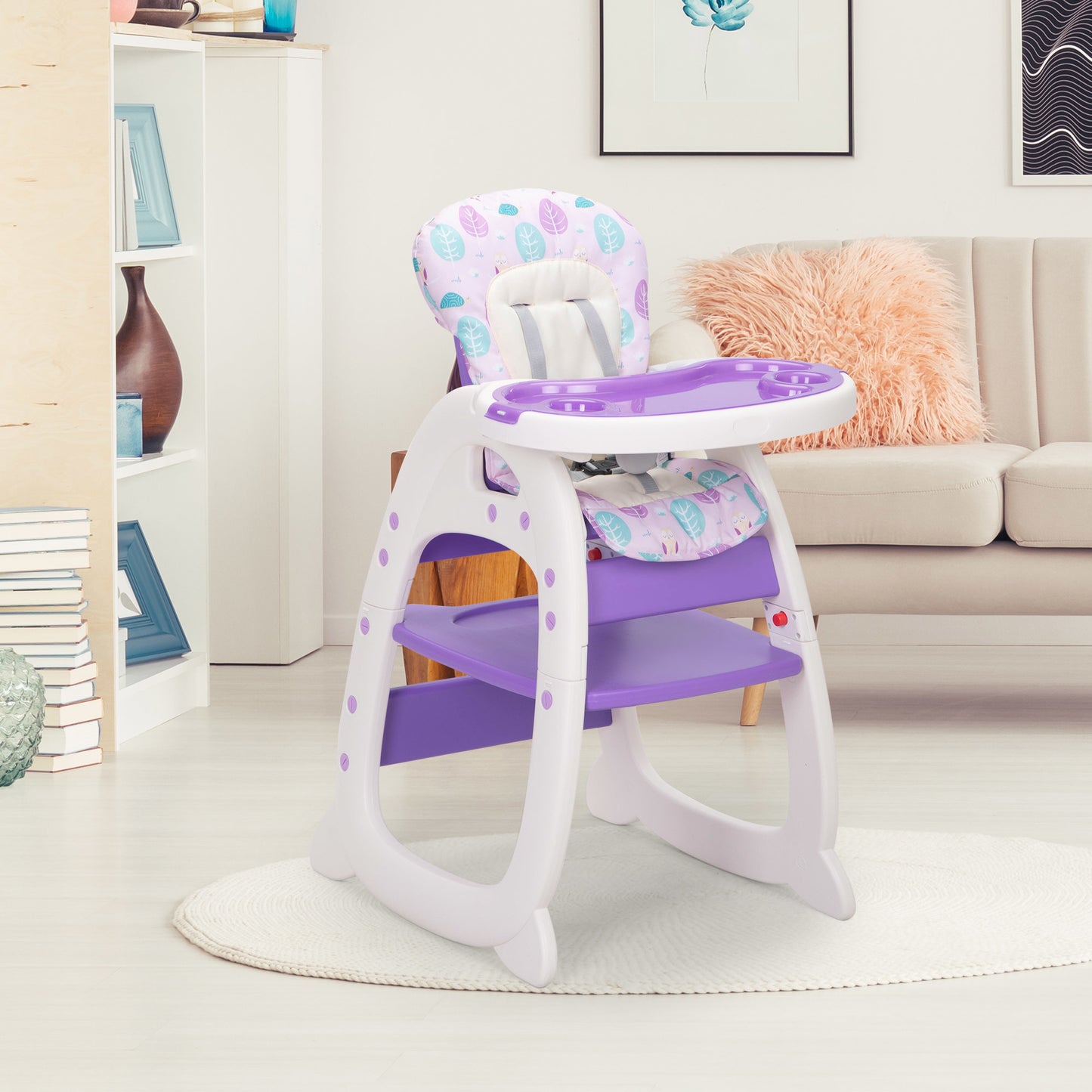 Multipurpose Adjustable Highchair,Children's dining chair for Baby Toddler Dinning Table with Feeding Tray and 5-Point Safety Buckle XH