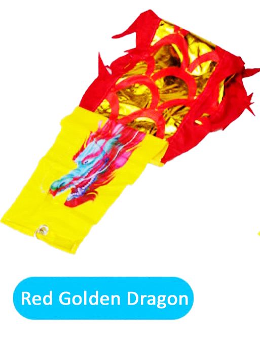 3 Meters (9.8 FT) Golden Scale Silk Dragon POI Outdoor Flinging Wind Spinners & Fitness Dragon Dance Wu Long 3D dragon Ribbon Streamer with Fiberglass Handstick + Travel Bag!