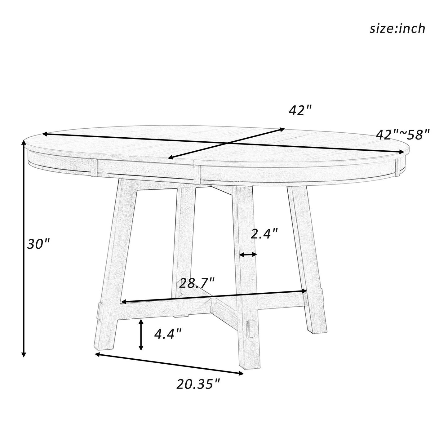 TREXM Farmhouse Round Extendable Dining Table with 16" Leaf Wood Kitchen Table (Natural Wood Wash)